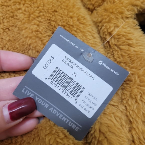 Eddie Bauer Quest Plush Fleece 1/4 Zip Mustard Pullover New With tags - Picture 4 of 9